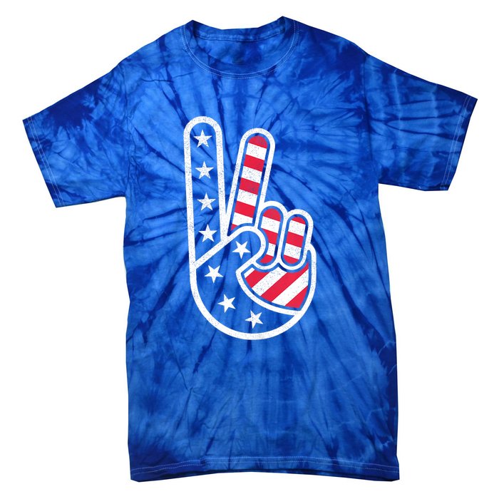 Peace Hand USA Flag Red White Blue 4th Of July Tie-Dye T-Shirt