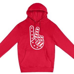 Peace Hand USA Flag Red White Blue 4th Of July Premium Pullover Hoodie