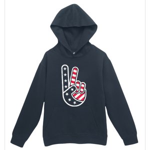 Peace Hand USA Flag Red White Blue 4th Of July Urban Pullover Hoodie