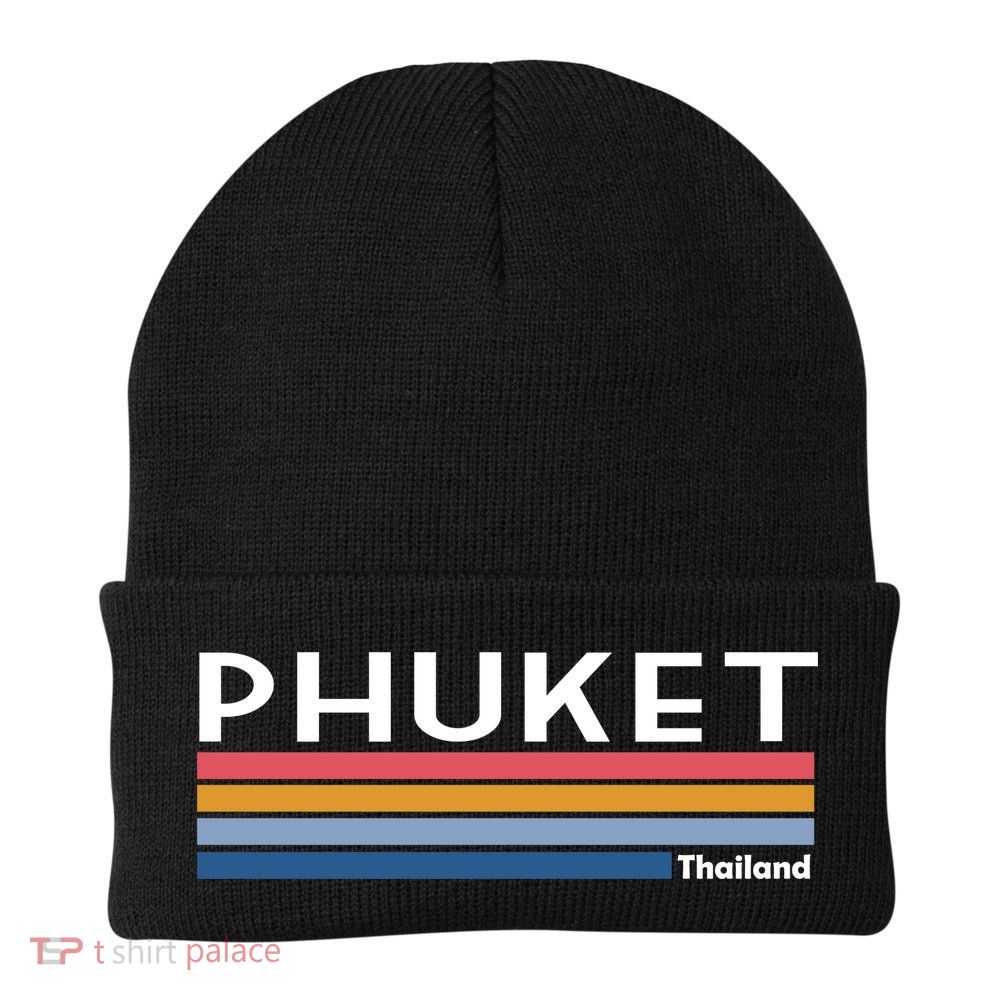 Phuket Thailand Vintage 1980's Logo Knit Cap Winter Beanie