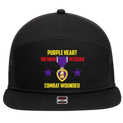 Purple Heart Vietnam Veteran 7 Panel Mesh Trucker Snapback Hat