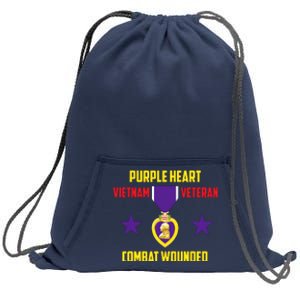 Purple Heart Vietnam Veteran Sweatshirt Cinch Pack Bag