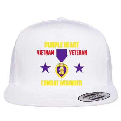 Purple Heart Vietnam Veteran Flat Bill Trucker Hat