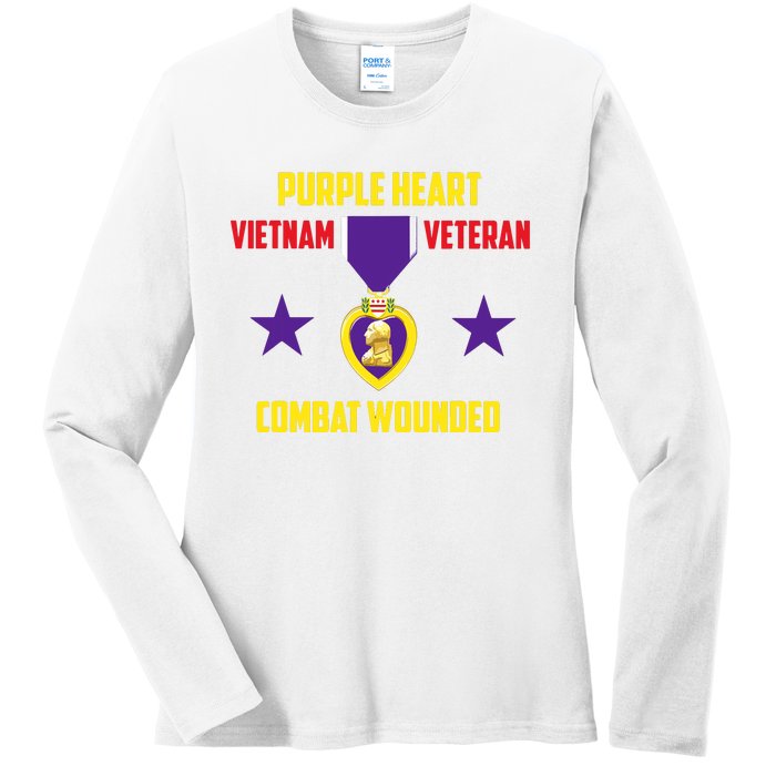 Purple Heart Vietnam Veteran Ladies Long Sleeve Shirt