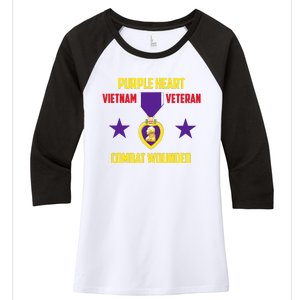 Purple Heart Vietnam Veteran Women's Tri-Blend 3/4-Sleeve Raglan Shirt