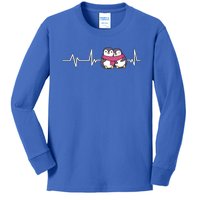 Penguin Heartbeat Valentine's Day Gift Penguin Gift Kids Long Sleeve Shirt