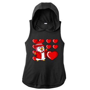 Penguin Hearts Valentines Day Cute Animal Love Wildlife Great Gift Ladies PosiCharge Tri-Blend Wicking Draft Hoodie Tank