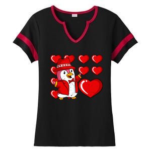 Penguin Hearts Valentines Day Cute Animal Love Wildlife Great Gift Ladies Halftime Notch Neck Tee