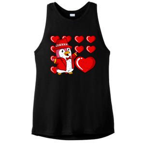 Penguin Hearts Valentines Day Cute Animal Love Wildlife Great Gift Ladies PosiCharge Tri-Blend Wicking Tank