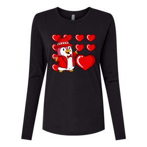 Penguin Hearts Valentines Day Cute Animal Love Wildlife Great Gift Womens Cotton Relaxed Long Sleeve T-Shirt