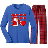 Penguin Hearts Valentines Day Cute Animal Love Wildlife Great Gift Women's Long Sleeve Flannel Pajama Set 