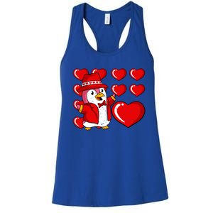 Penguin Hearts Valentines Day Cute Animal Love Wildlife Great Gift Women's Racerback Tank