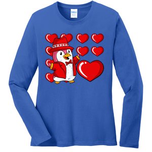 Penguin Hearts Valentines Day Cute Animal Love Wildlife Great Gift Ladies Long Sleeve Shirt