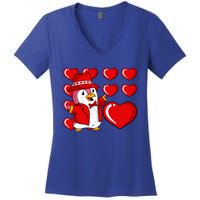 Penguin Hearts Valentines Day Cute Animal Love Wildlife Great Gift Women's V-Neck T-Shirt