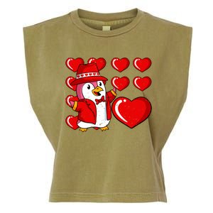 Penguin Hearts Valentines Day Cute Animal Love Wildlife Great Gift Garment-Dyed Women's Muscle Tee