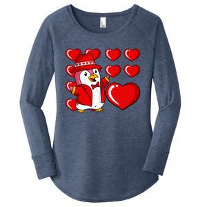 Penguin Hearts Valentines Day Cute Animal Love Wildlife Great Gift Women's Perfect Tri Tunic Long Sleeve Shirt