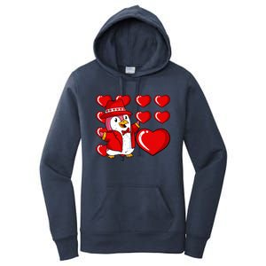 Penguin Hearts Valentines Day Cute Animal Love Wildlife Great Gift Women's Pullover Hoodie