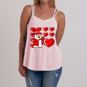 Penguin Hearts Valentines Day Cute Animal Love Wildlife Great Gift Women's Strappy Tank