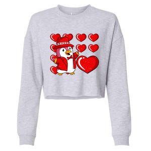 Penguin Hearts Valentines Day Cute Animal Love Wildlife Great Gift Cropped Pullover Crew