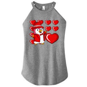 Penguin Hearts Valentines Day Cute Animal Love Wildlife Great Gift Women's Perfect Tri Rocker Tank