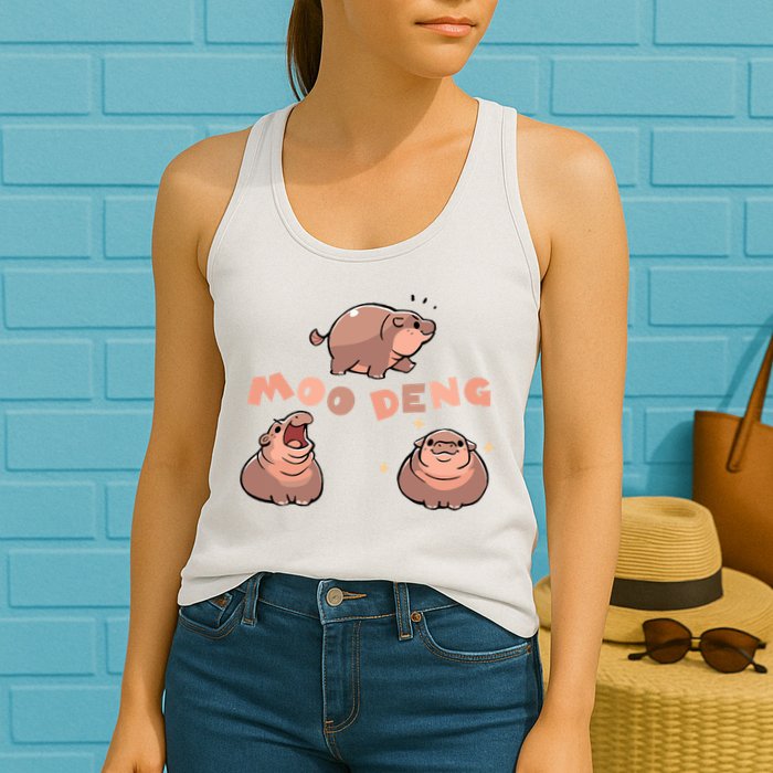 Pygmy Hippo Vintage Moo Dang Bootleg Funny Womens Tank Top