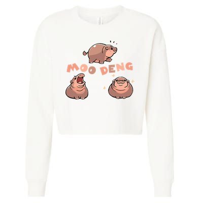 Pygmy Hippo Vintage Moo Dang Bootleg Funny Cropped Pullover Crew