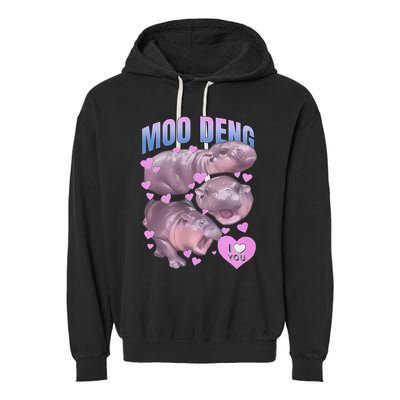 Pygmy Hippo Vintage Moo Dang Bootleg Funny Moodeng Gift Garment-Dyed Fleece Hoodie