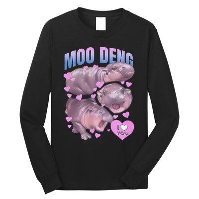 Pygmy Hippo Vintage Moo Dang Bootleg Funny Moodeng Gift Long Sleeve Shirt