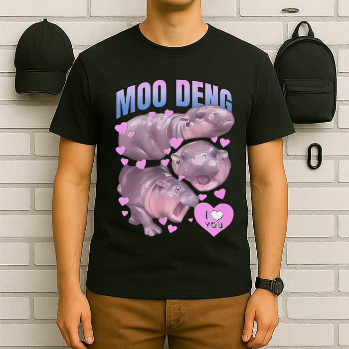 Pygmy Hippo Vintage Moo Dang Bootleg Funny Moodeng Gift T-Shirt