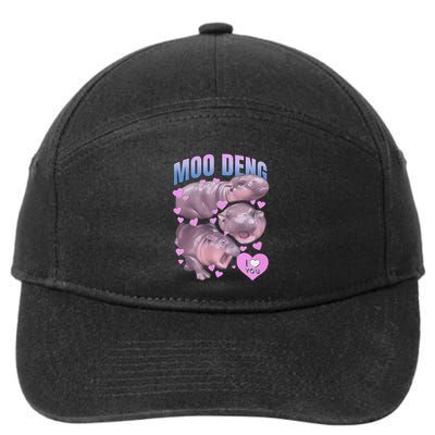 Pygmy Hippo Vintage Moo Dang Bootleg Funny Moodeng Gift 7-Panel Snapback Hat