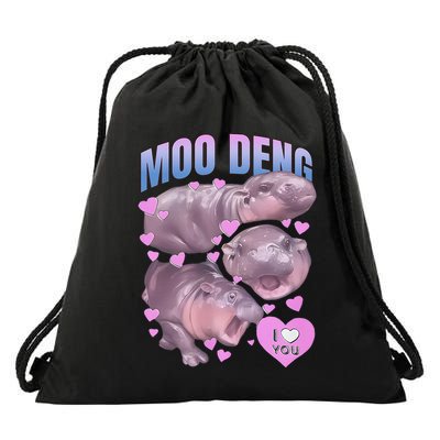 Pygmy Hippo Vintage Moo Dang Bootleg Funny Moodeng Gift Drawstring Bag