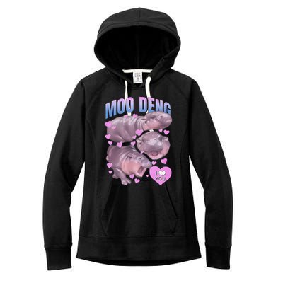 Pygmy Hippo Vintage Moo Dang Bootleg Funny Moodeng Gift Women's Fleece Hoodie
