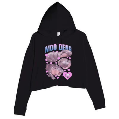 Pygmy Hippo Vintage Moo Dang Bootleg Funny Moodeng Gift Crop Fleece Hoodie