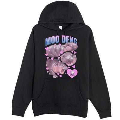 Pygmy Hippo Vintage Moo Dang Bootleg Funny Moodeng Gift Premium Pullover Hoodie