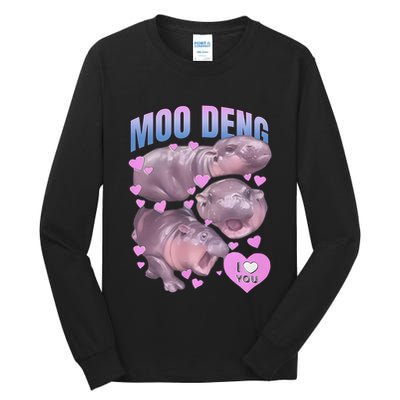 Pygmy Hippo Vintage Moo Dang Bootleg Funny Moodeng Gift Tall Long Sleeve T-Shirt