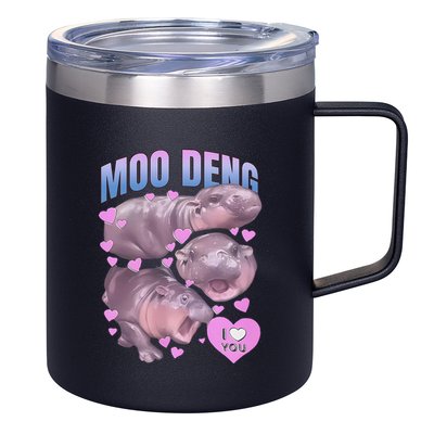 Pygmy Hippo Vintage Moo Dang Bootleg Funny Moodeng Gift 12oz Stainless Steel Coffee Mug