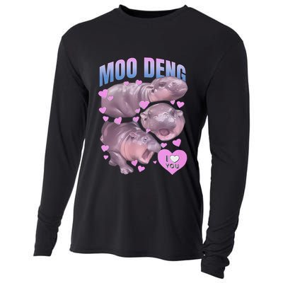 Pygmy Hippo Vintage Moo Dang Bootleg Funny Moodeng Gift Cooling Performance Long Sleeve Crew