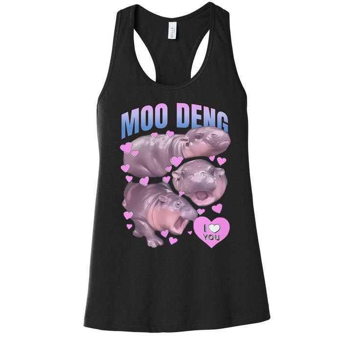 Pygmy Hippo Vintage Moo Dang Bootleg Funny Moodeng Gift Women's Racerback Tank