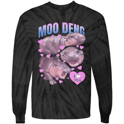 Pygmy Hippo Vintage Moo Dang Bootleg Funny Moodeng Gift Tie-Dye Long Sleeve Shirt