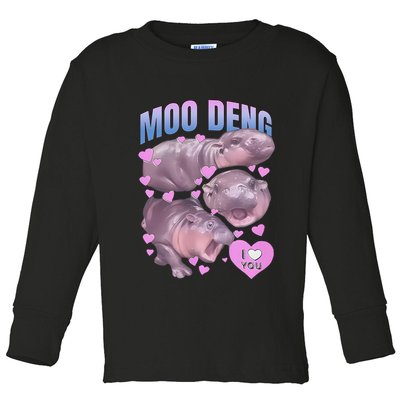 Pygmy Hippo Vintage Moo Dang Bootleg Funny Moodeng Gift Toddler Long Sleeve Shirt