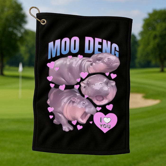 Pygmy Hippo Vintage Moo Dang Bootleg Funny Moodeng Gift Golf Towel