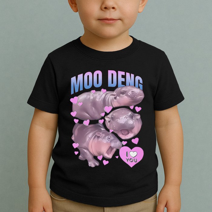 Pygmy Hippo Vintage Moo Dang Bootleg Funny Moodeng Gift Toddler T-Shirt