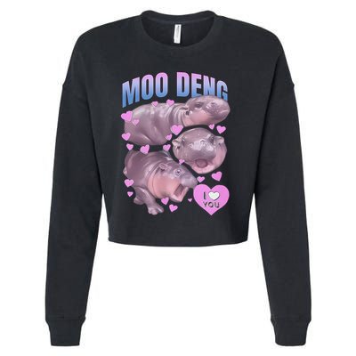 Pygmy Hippo Vintage Moo Dang Bootleg Funny Moodeng Gift Cropped Pullover Crew