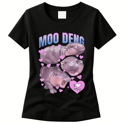 Pygmy Hippo Vintage Moo Dang Bootleg Funny Moodeng Gift Womens T-Shirt