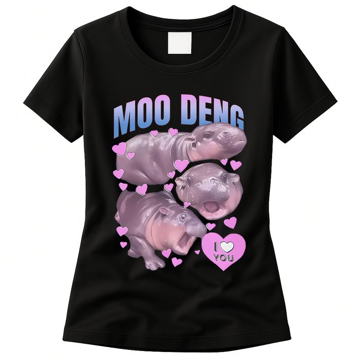 Pygmy Hippo Vintage Moo Dang Bootleg Funny Moodeng Gift Womens T-Shirt
