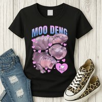 Pygmy Hippo Vintage Moo Dang Bootleg Funny Moodeng Gift Womens T-Shirt
