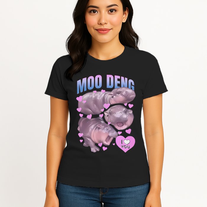 Pygmy Hippo Vintage Moo Dang Bootleg Funny Moodeng Gift Womens T-Shirt