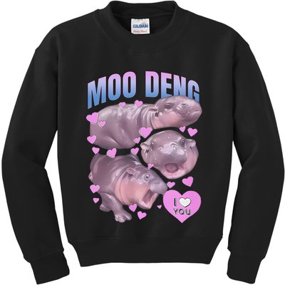 Pygmy Hippo Vintage Moo Dang Bootleg Funny Moodeng Gift Kids Sweatshirt