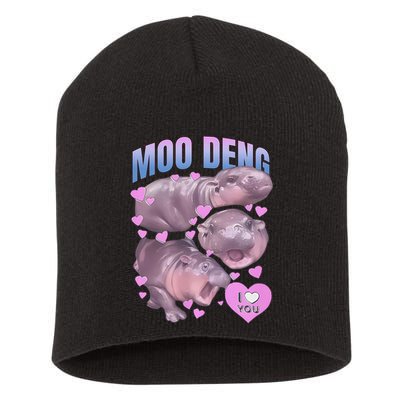 Pygmy Hippo Vintage Moo Dang Bootleg Funny Moodeng Gift Short Acrylic Beanie