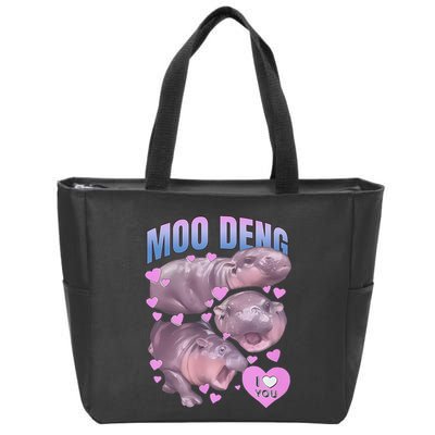 Pygmy Hippo Vintage Moo Dang Bootleg Funny Moodeng Gift Zip Tote Bag